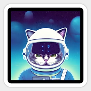 Space Cat Astronaut in Deep Space Sticker